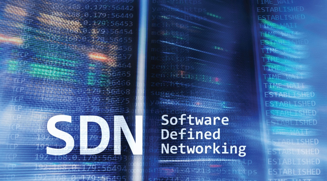 "Software Defined Networking" written in front of blurred coding lines