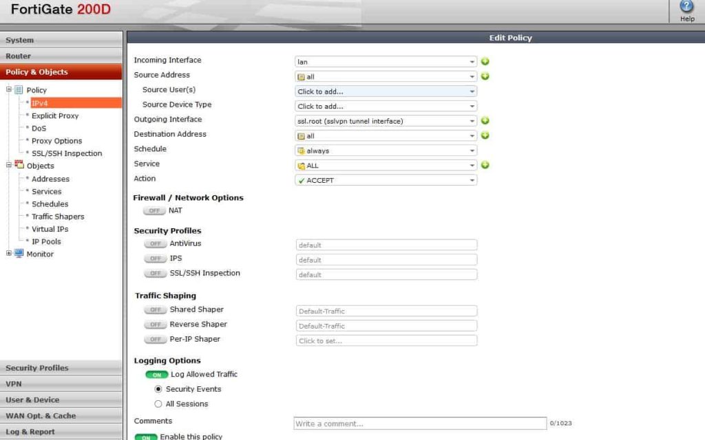 SSL VPN configuration on fortigate