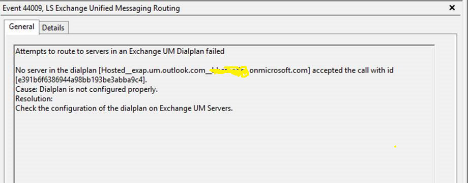 Event 44009, LS Exchange Unified Messaging Routing Settings