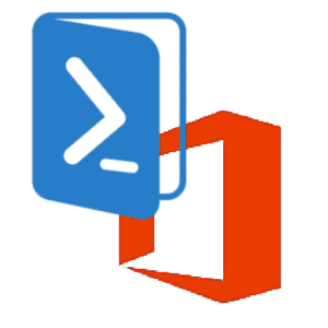 Blue PowerShell and Orange Office 365 logos