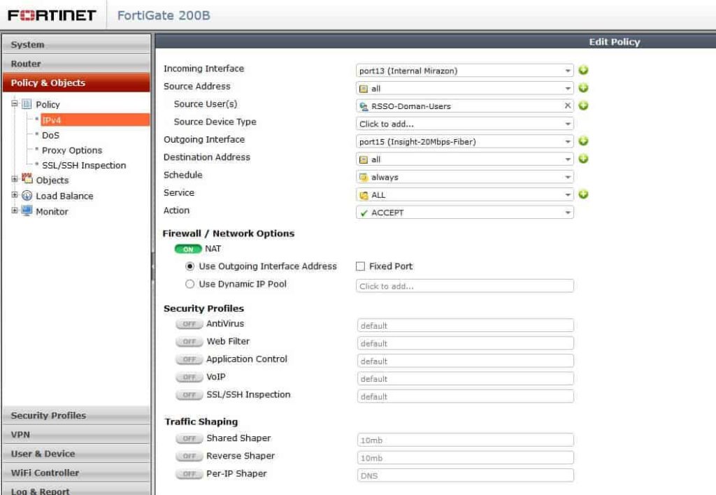 FortiGate Radius SSO