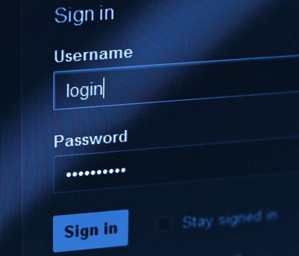 Sign in window showing "login" as the username