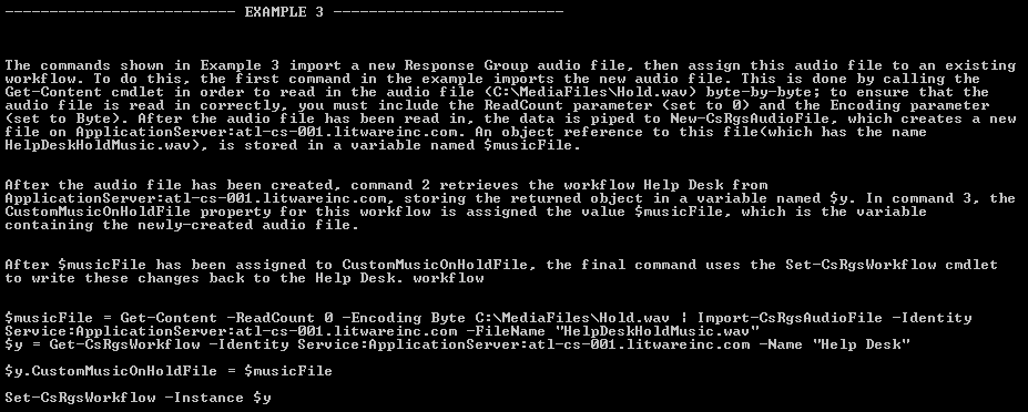 Skype for business workflow Command Script