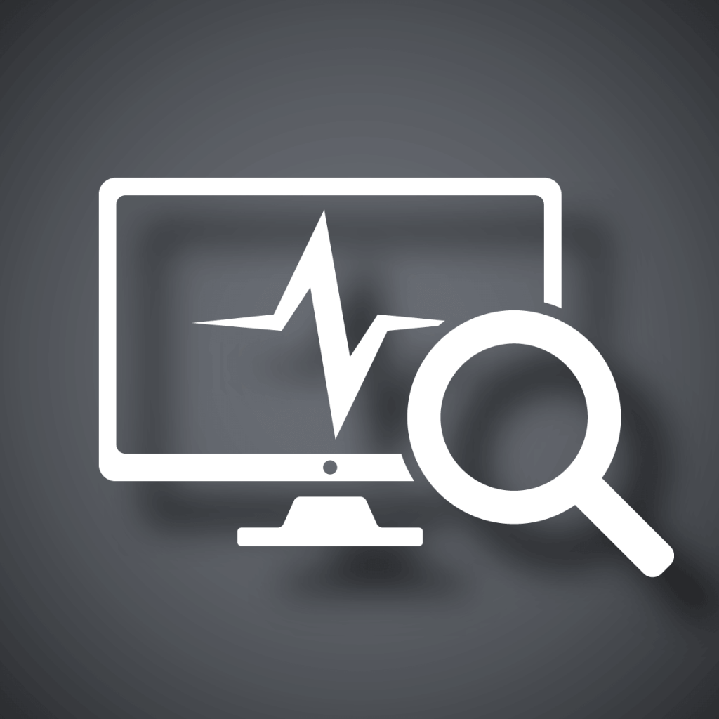 Desktop Icon with line graph and magnifying glass