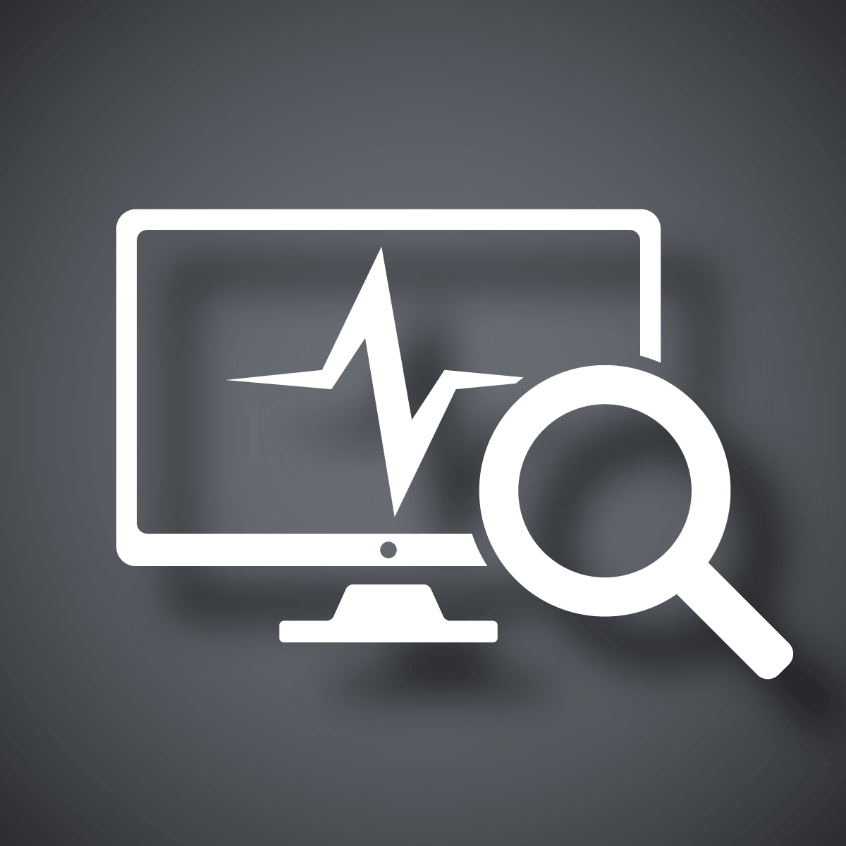 Desktop Icon with line graph and magnifying glass