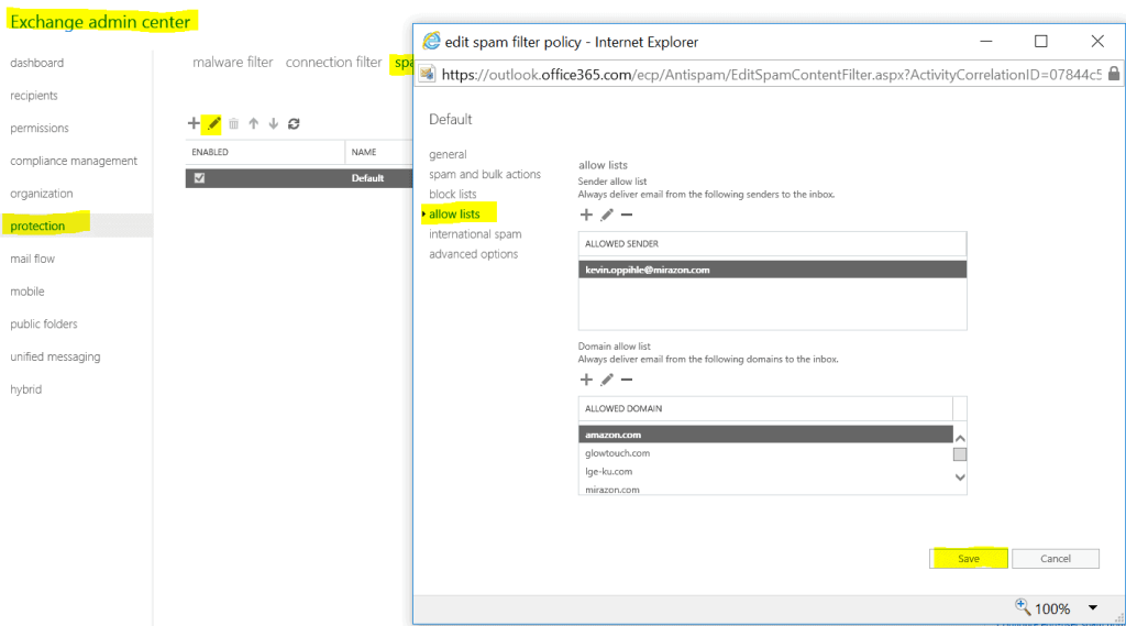 Office 365 Email Filtering