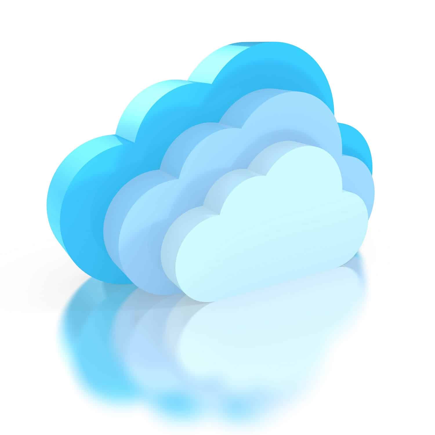 Light, medium, and dark blue clouds stacked next to each other