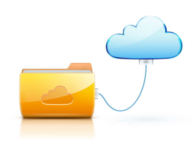 Computer file connected to blue cloud