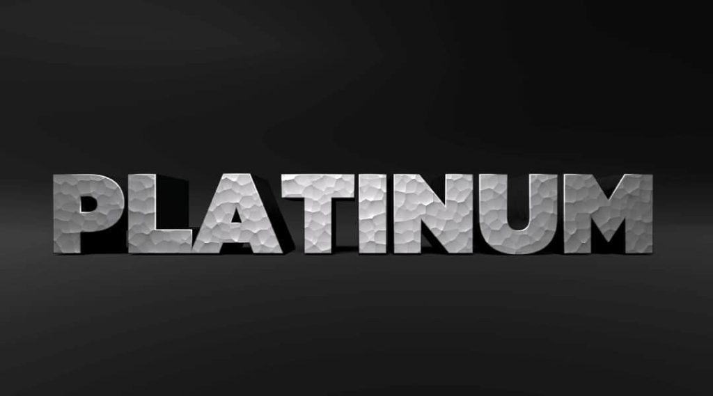 "PLATINUM" written in platinum metal