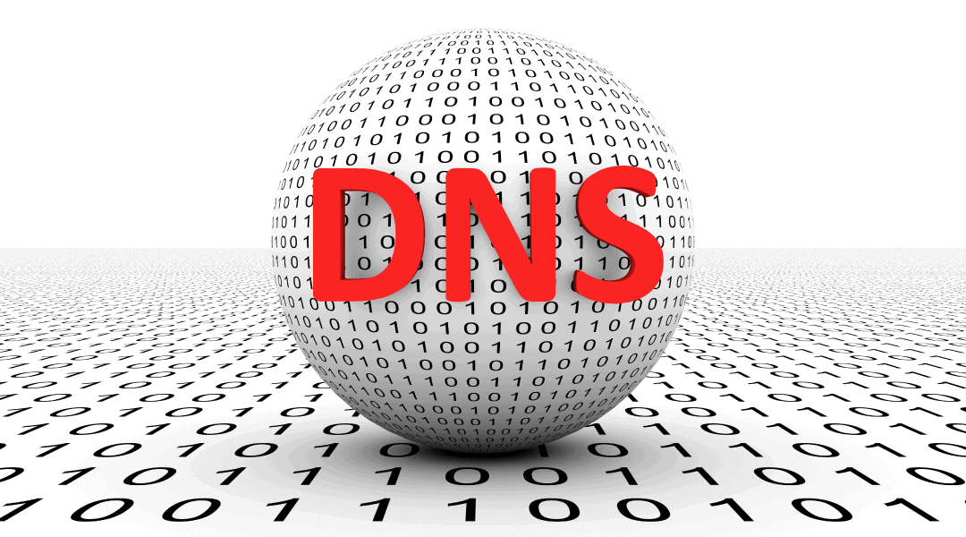 "DNS" in red letter written on a black and white number code stringed ball