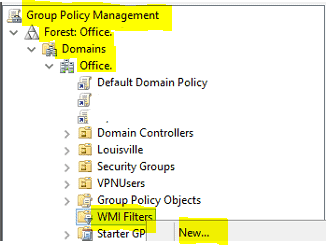 WMI filtering