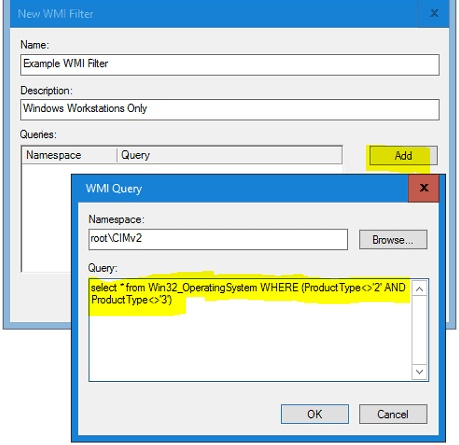 WMI filtering