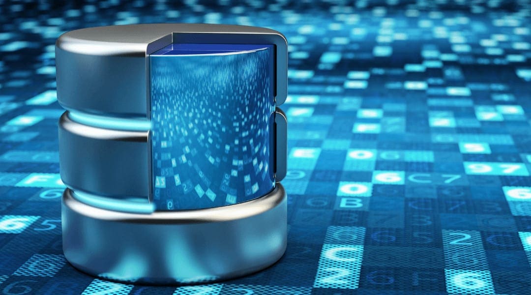 inside view of a silver server surrounded by blue codes.