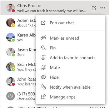 Microsoft Teams additional chat features