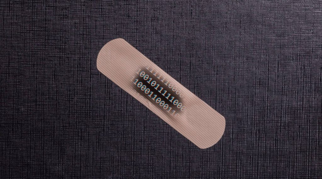 Bandage with binary overlaid on it