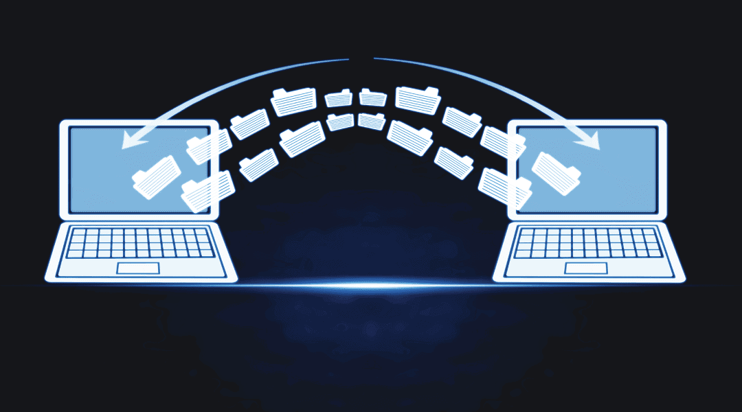 files being transferred in between two laptops