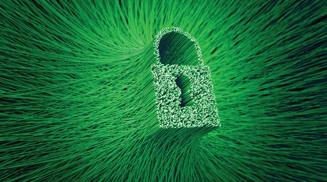 millions of green wires coming together to form a masterlock.