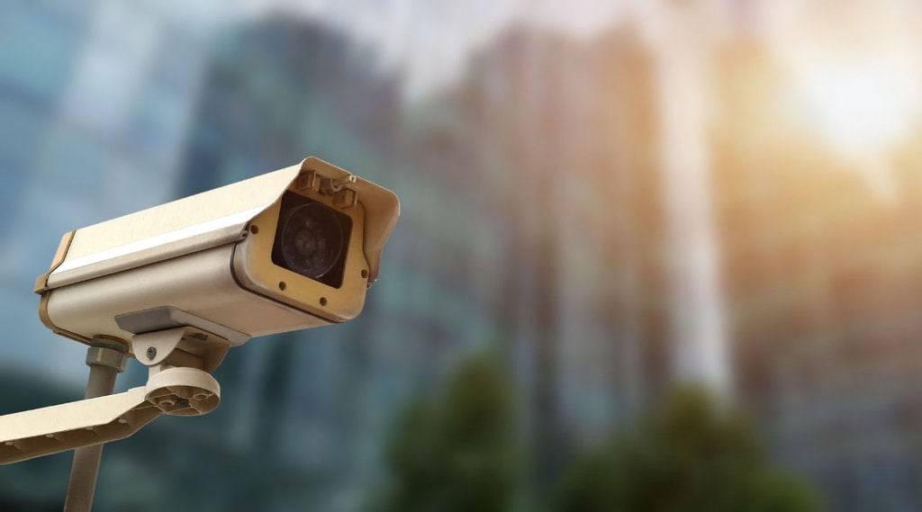 close up of an outdoor security camera