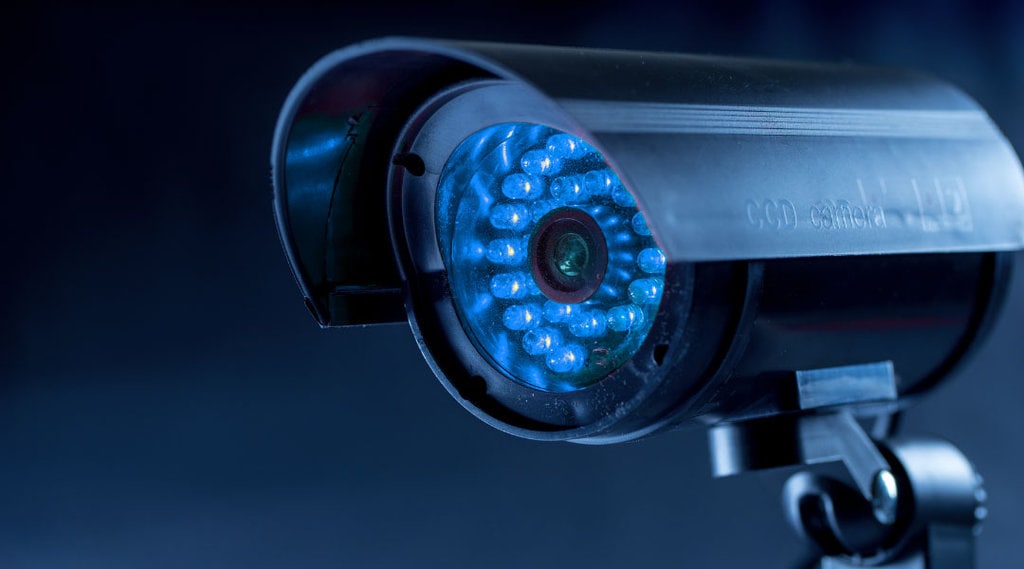 closeup of a security camera