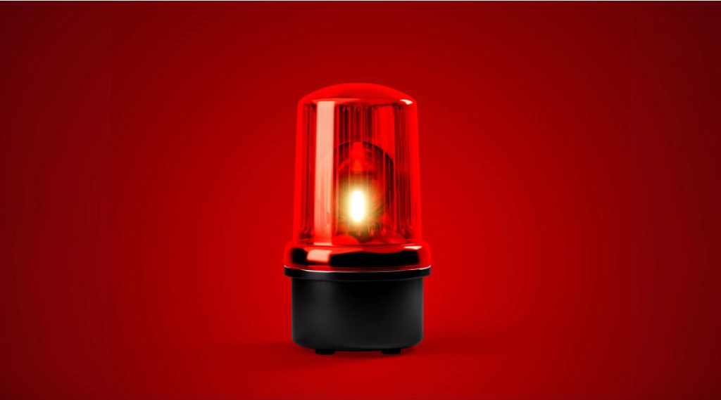 Red alert warning light flashing