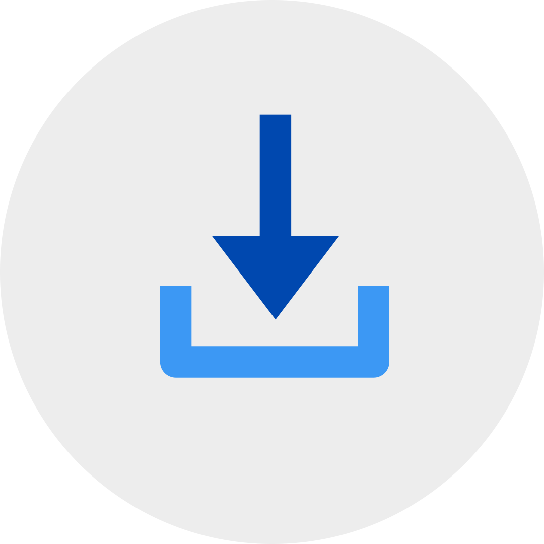 blue download to files symbol in a grey circle