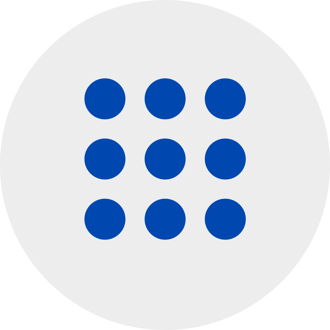blue circles in a three by three grid format in a grey circle.