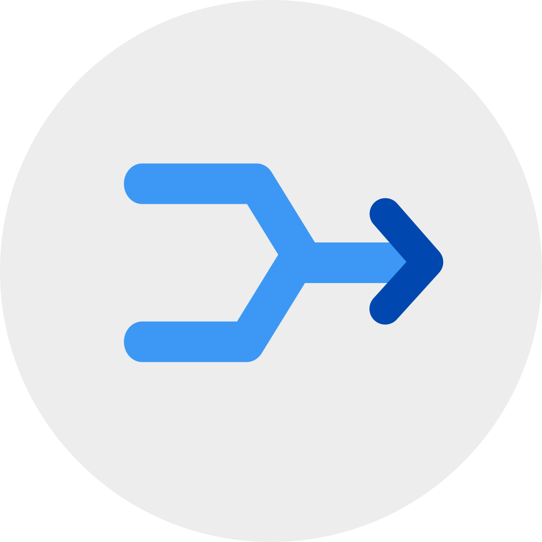 blue merging symbol in a grey circle.