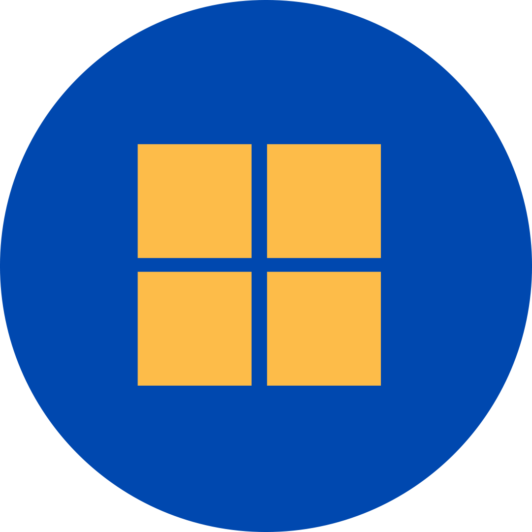 Yellow Microsoft Logo in Blue Circle