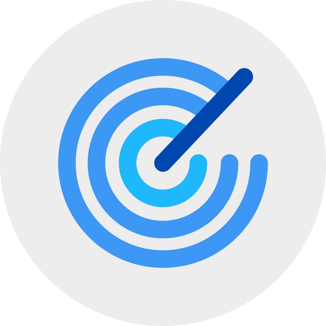 blue radar symbol in a grey circle