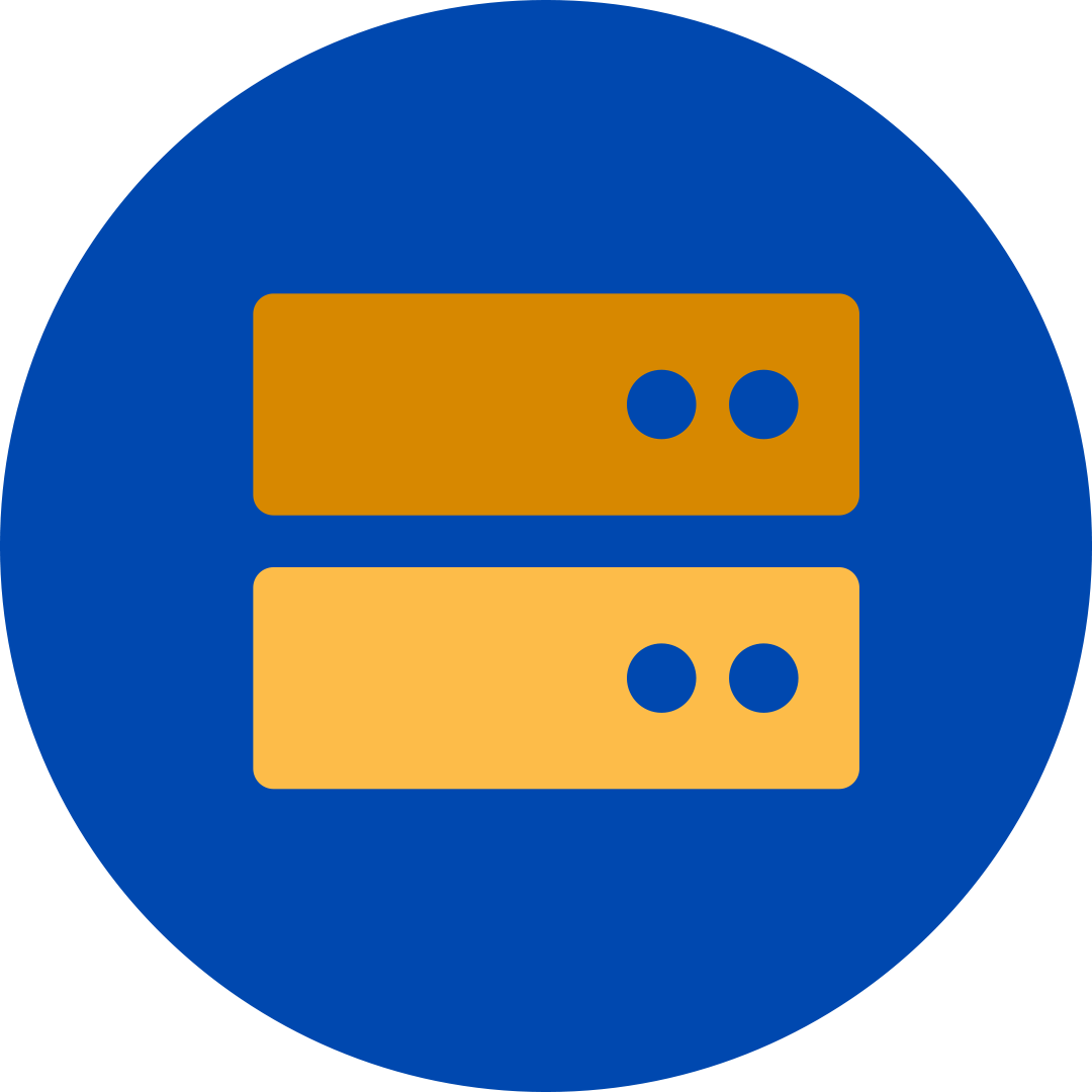 One yellow server symbol and one orange server symbols in a blue circle.