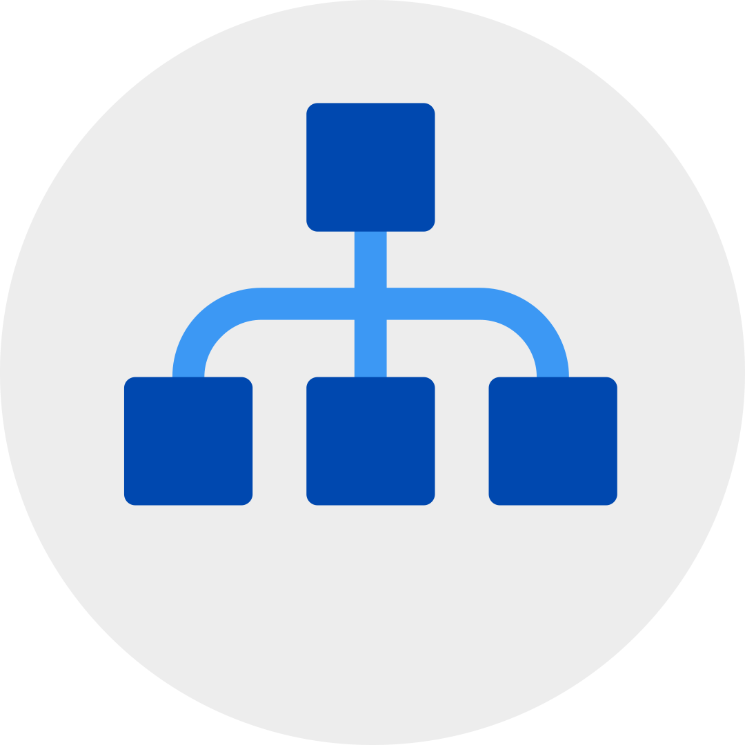 Blue sitemap in a grey circle