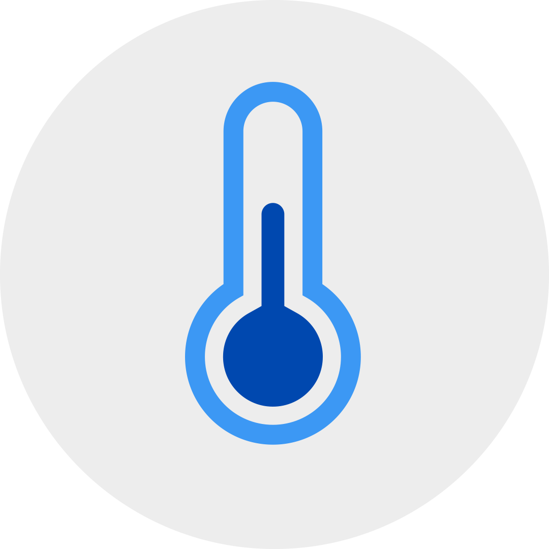 blue temperature symbol in a grey circle