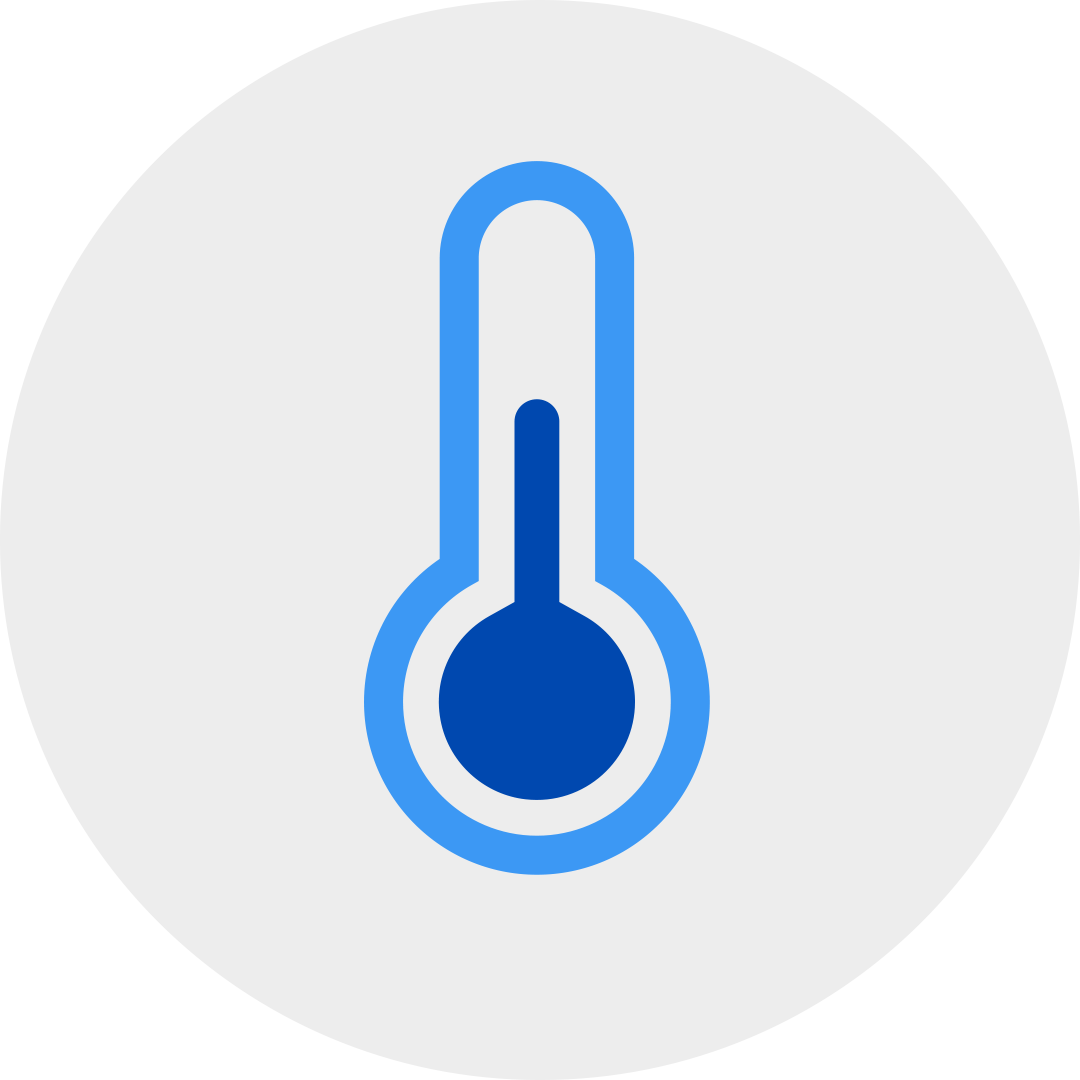 blue temperature symbol in a grey circle