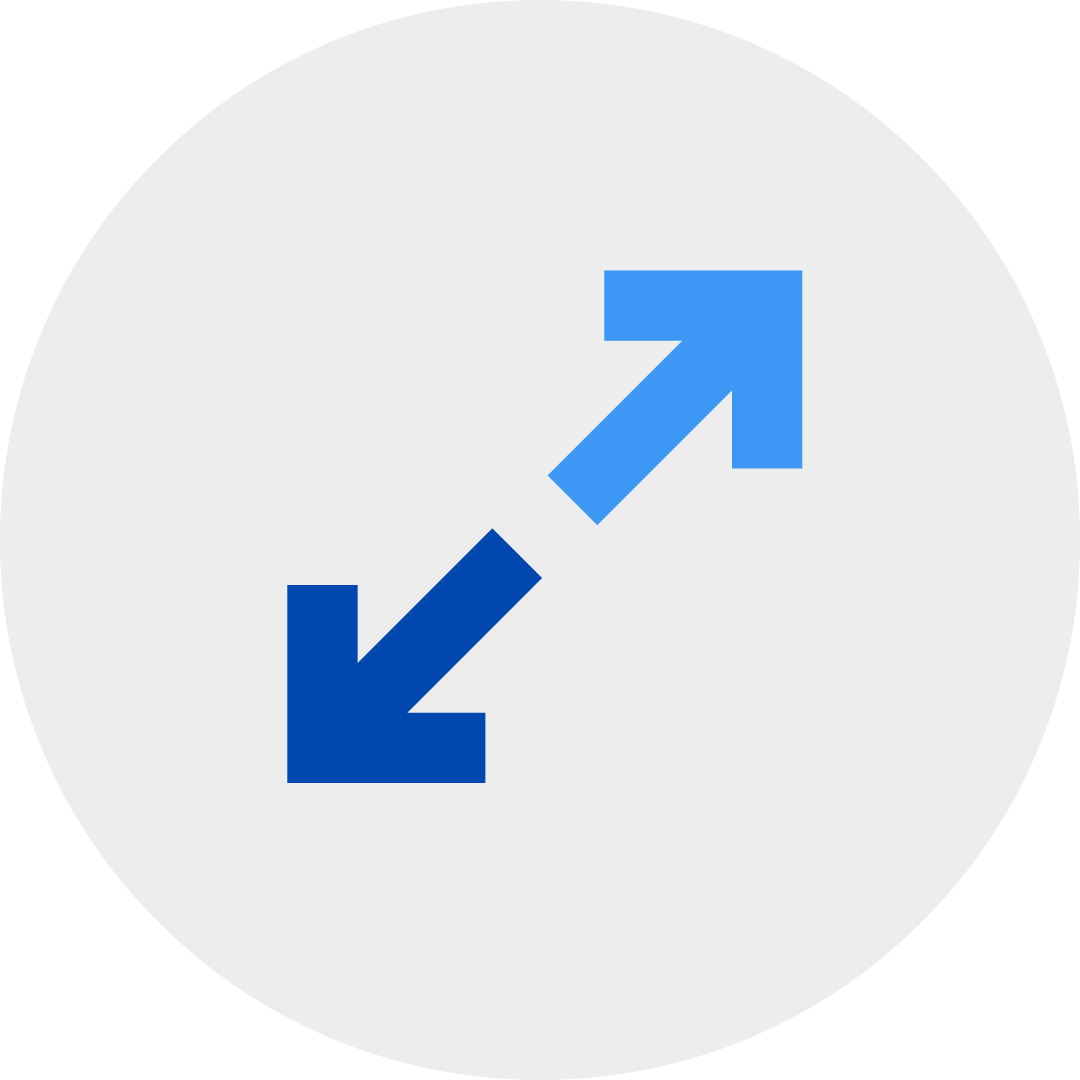 two blue arrow pointing in opposite directions in a grey circle