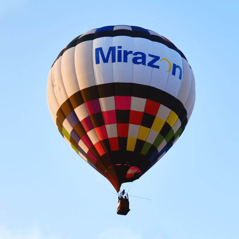 Hot Air Balloon With Mirazon Advertisement