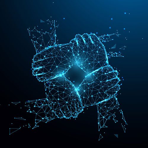 Digital Hands Joined Together