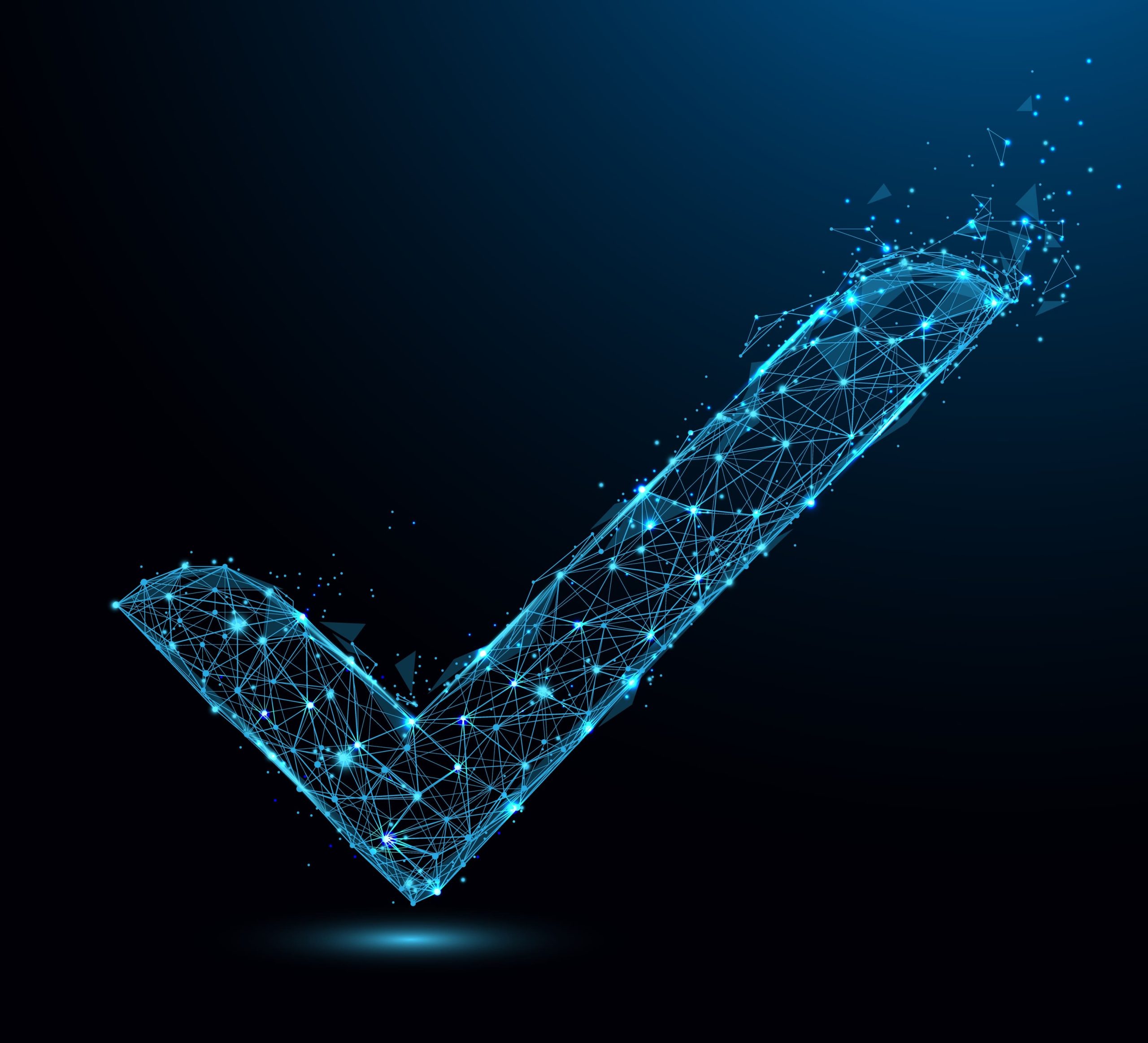 Blue Checkmark Made of "Techy" Lines and Nodes