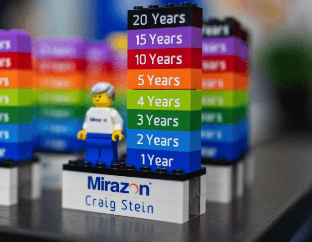 Employee Lego Figures With Bricks For Years Worked