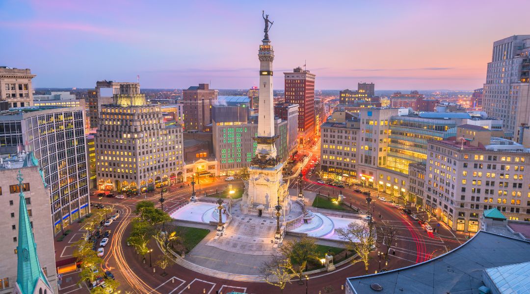 Indianapolis Cityscape with Statue