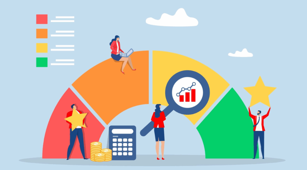 Employees evaluating and benchmarking performance